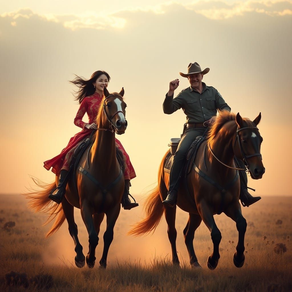 Eastern Meets Western: Cowgirl and Sheriff Ride Together