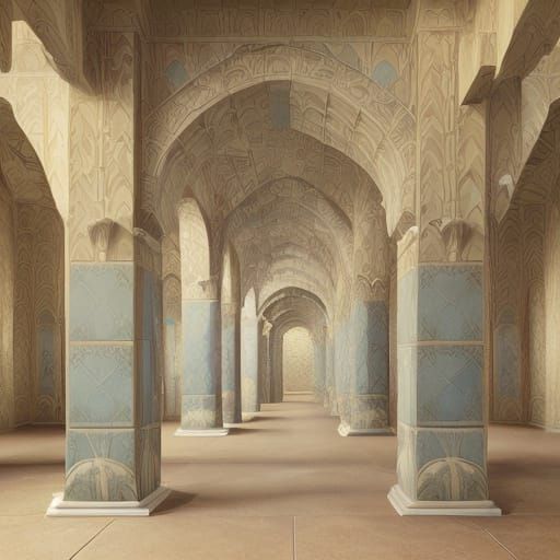 Art Nouveau Swimming Hall with Greek Statues