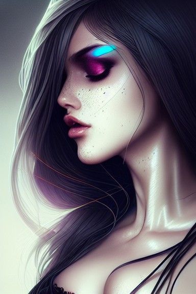 Voluptuous Cyberpunk Woman in Hyper-Realistic Digital Art