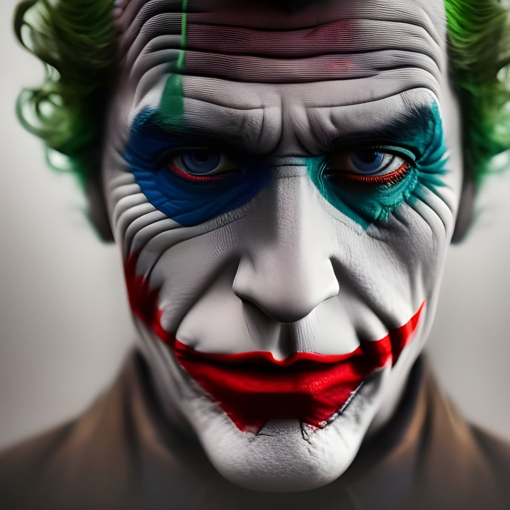 Dynamic Joker and Batman Portrait in Hyperreal Style