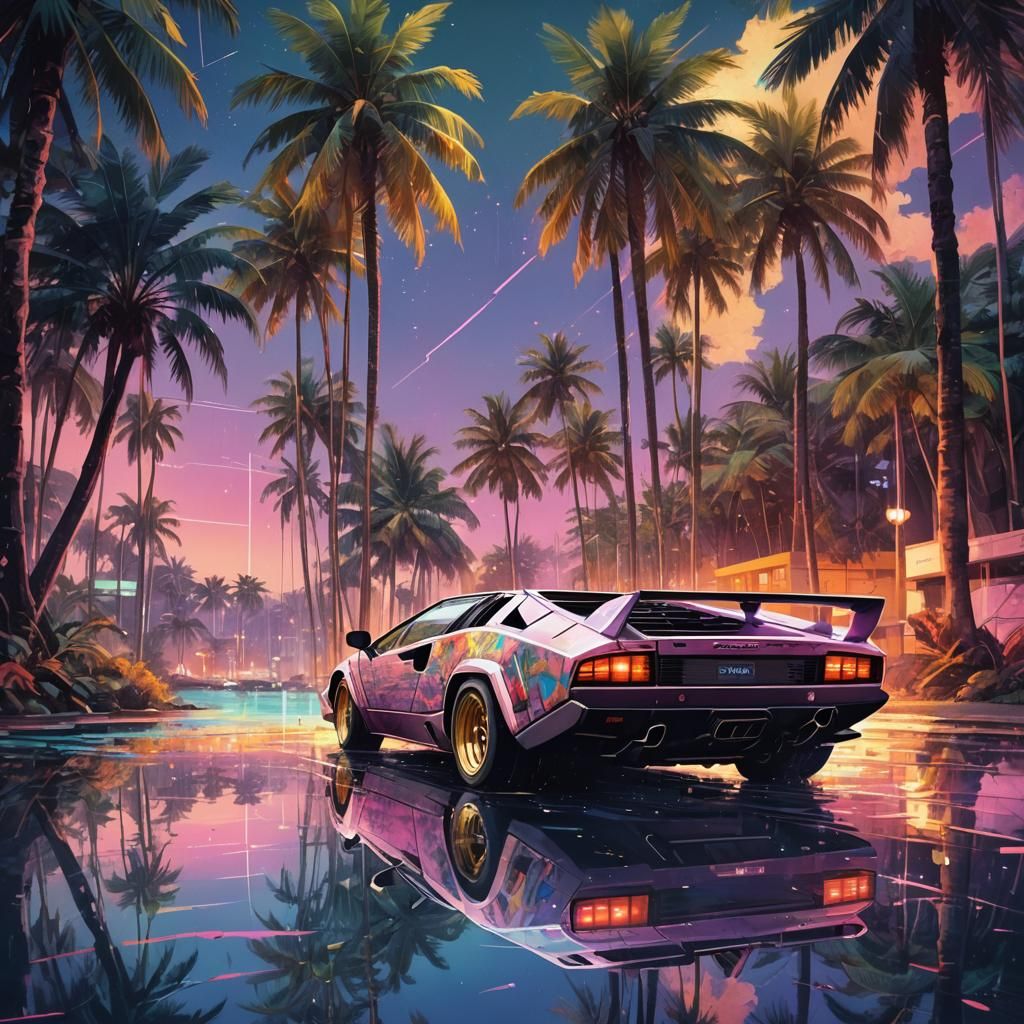 Vaporwave Lamborghini Countach