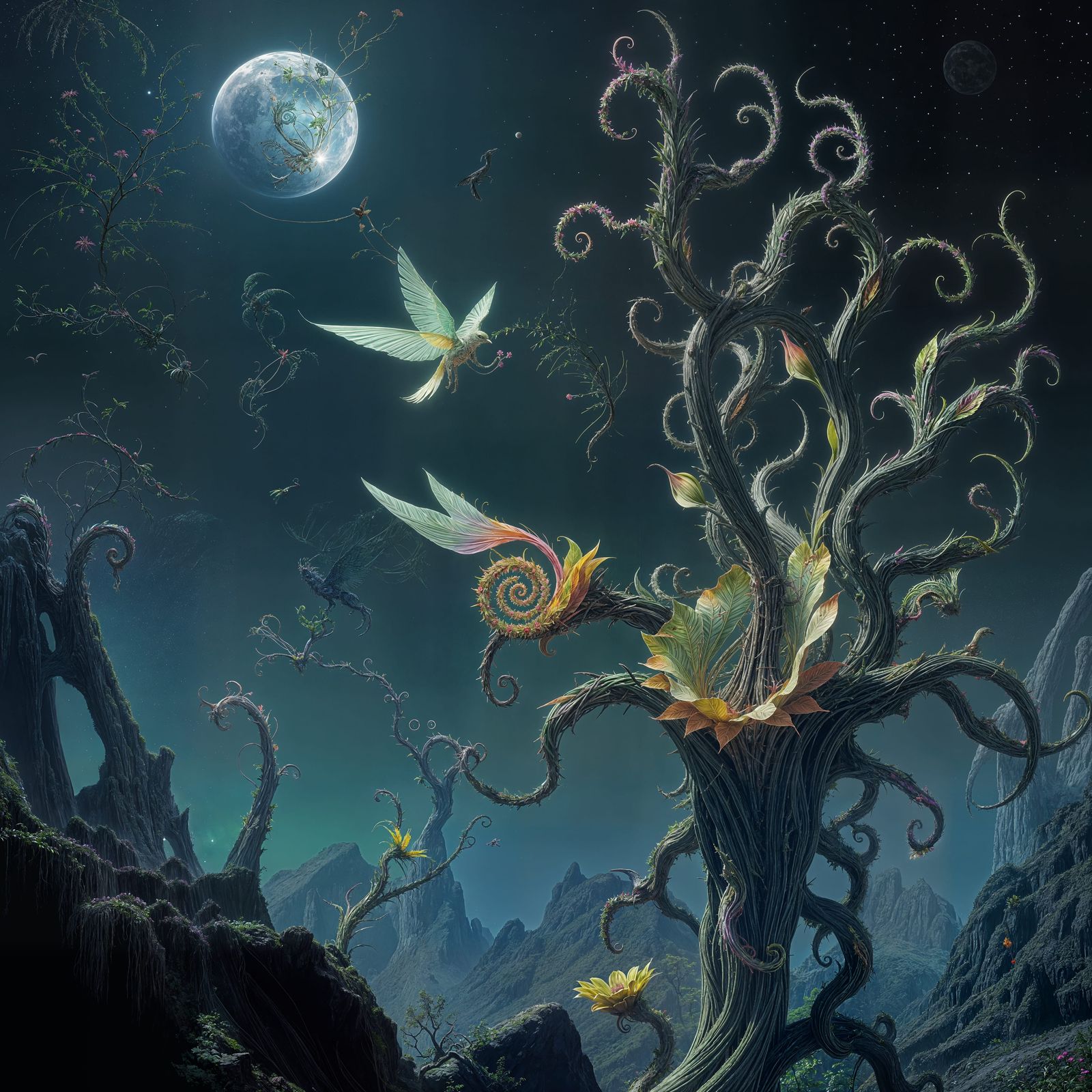 Exotic Alien Bloom in Cyberpunk Style