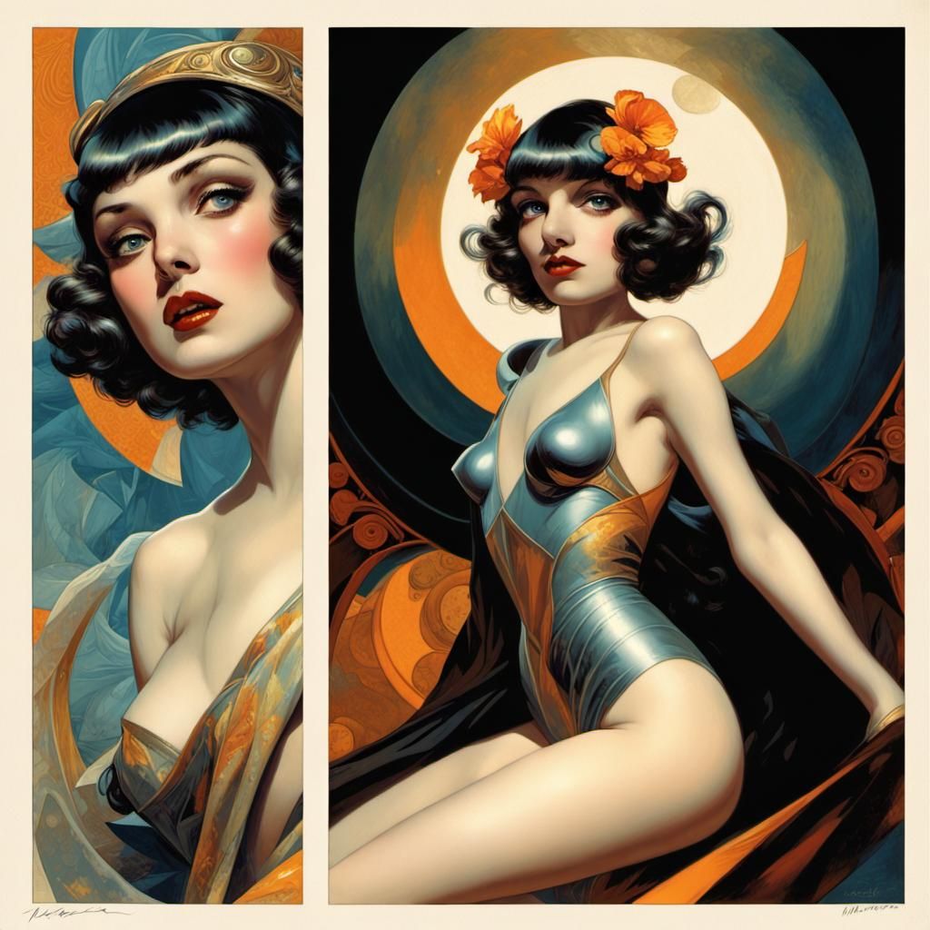 Retro Rockabilly Sci-Fi Glamour in Art Deco Style
