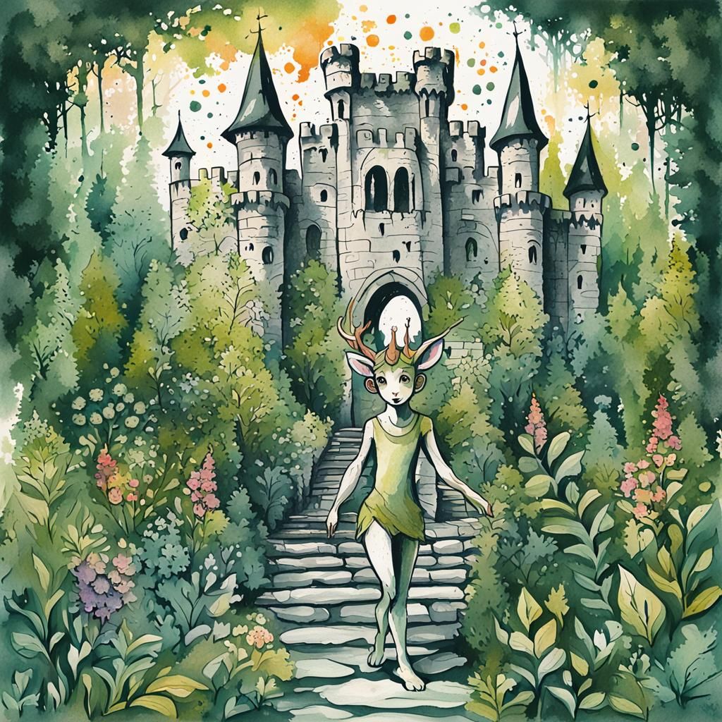 Faun in the castle garden