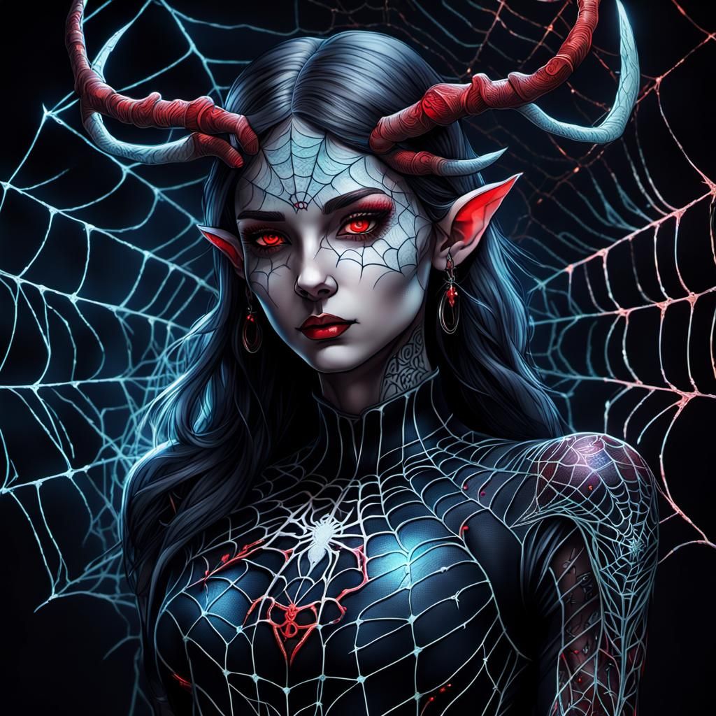 Dark Fantasy Elf with Spider Web Suit