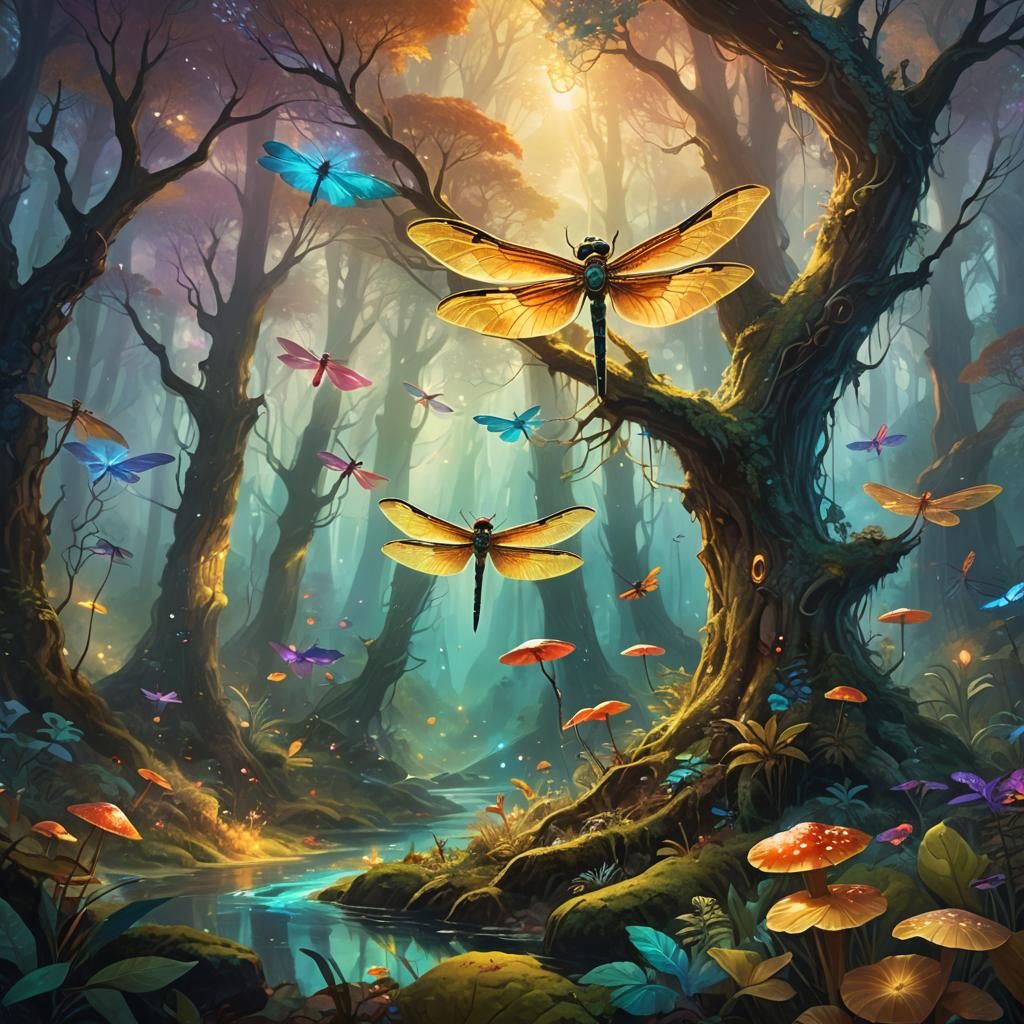 Mystical Forest Concept Art in Oil Painting Style