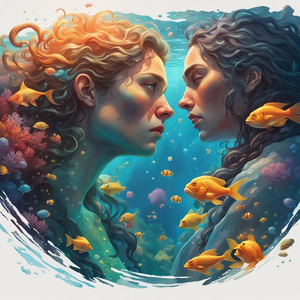 Underwater Embrace: Hyperrealistic Splash Art in 8k