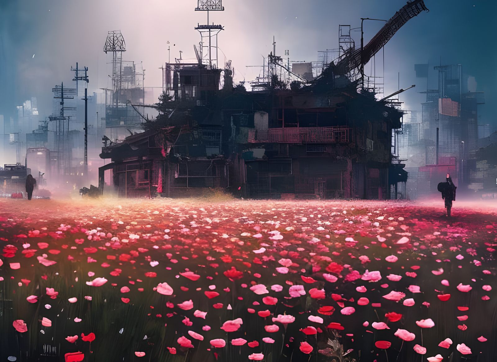 Post-Apocalyptic Roses: A Hyperdetailed Digital Illustration