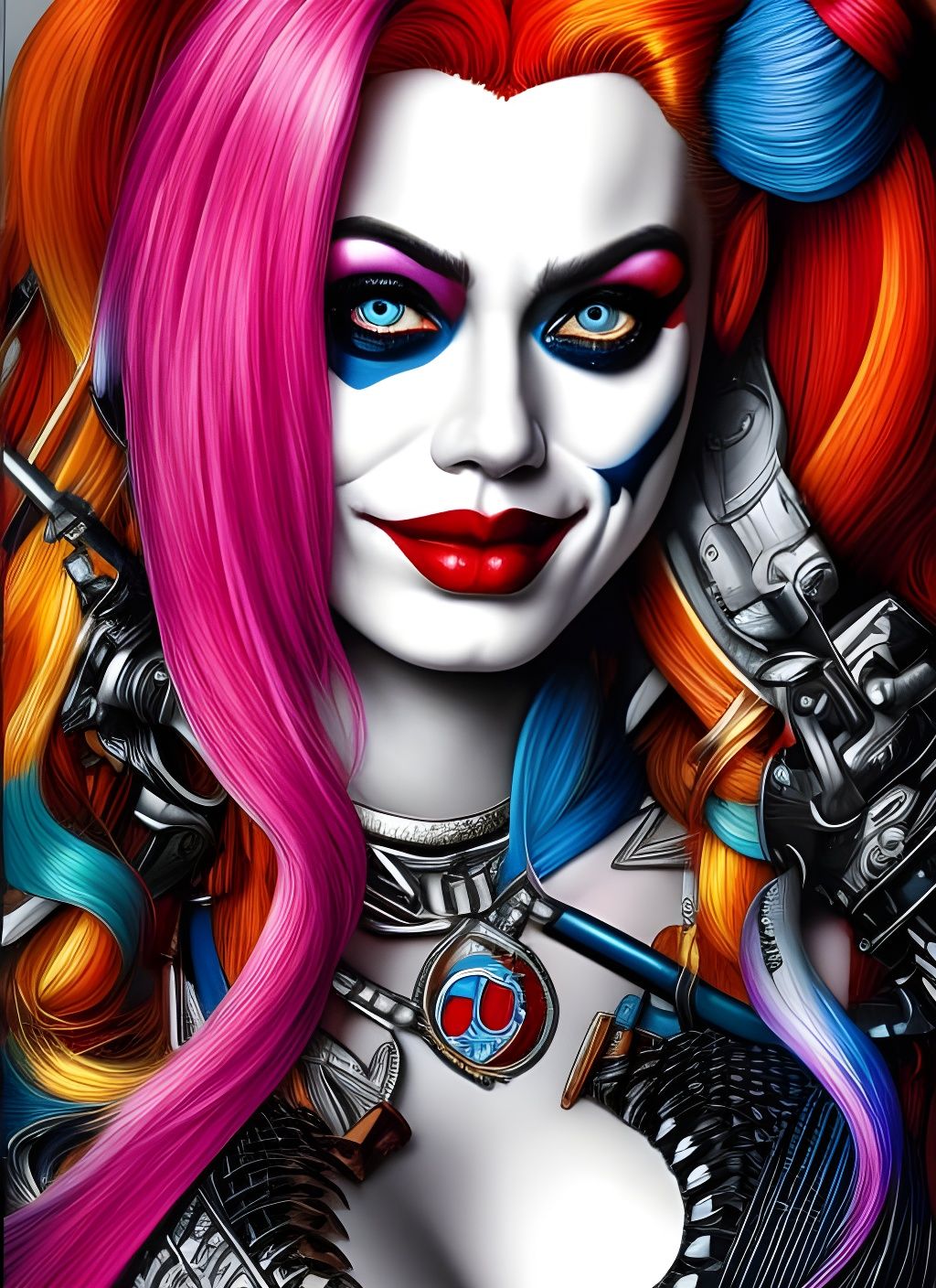 Harley Quinn Portrait in Heavy Metal Style