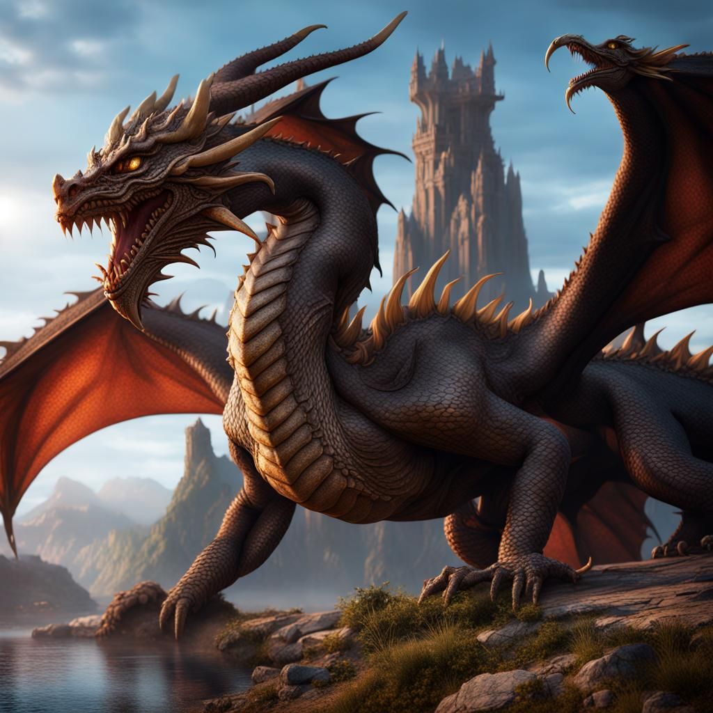 Fantastical Dragons in Detailed Matte Painting
