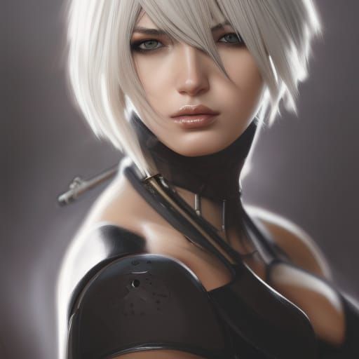 Adriana Lima as Nier Automata 2B Portrait