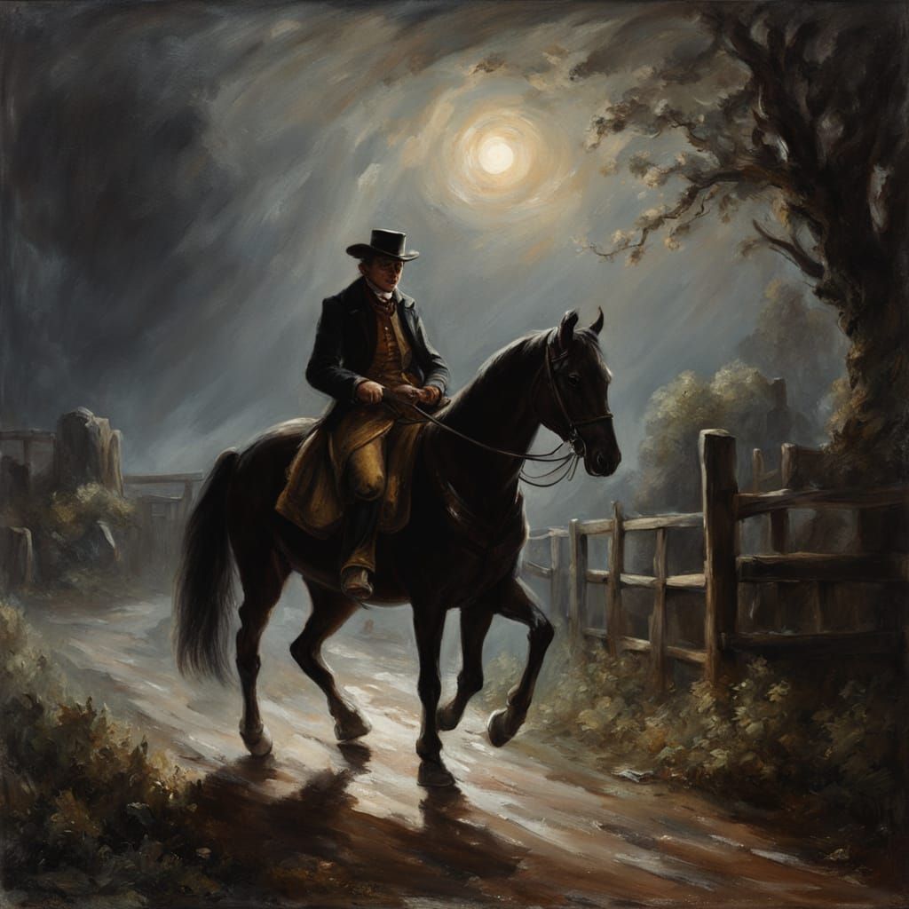 Highwayman Arrives at Inn Oil Painting in Constable Style