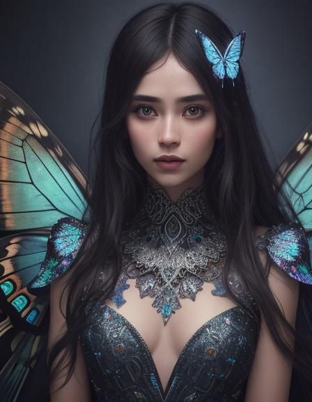 Filigree Bullet with Butterfly Wings and Aurora