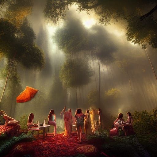 Goa Party in Enchanted Forest: Digital Matte Painting