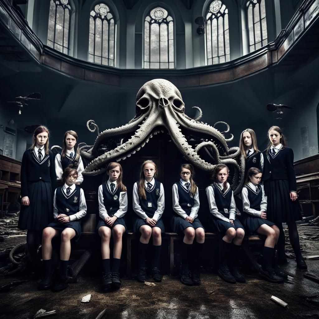 Kraken in School Uniform Amidst Classmates