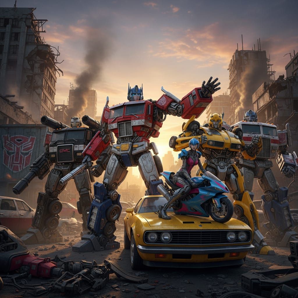 Realistic Autobot Transformers Group Pose