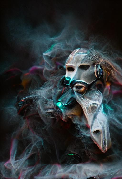 Cyberpunk Phantom of the Opera Mask in Smoke