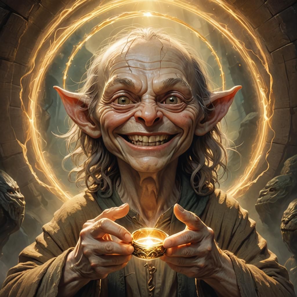Smeagol's Joy: Fantasy Illustration of the One Ring