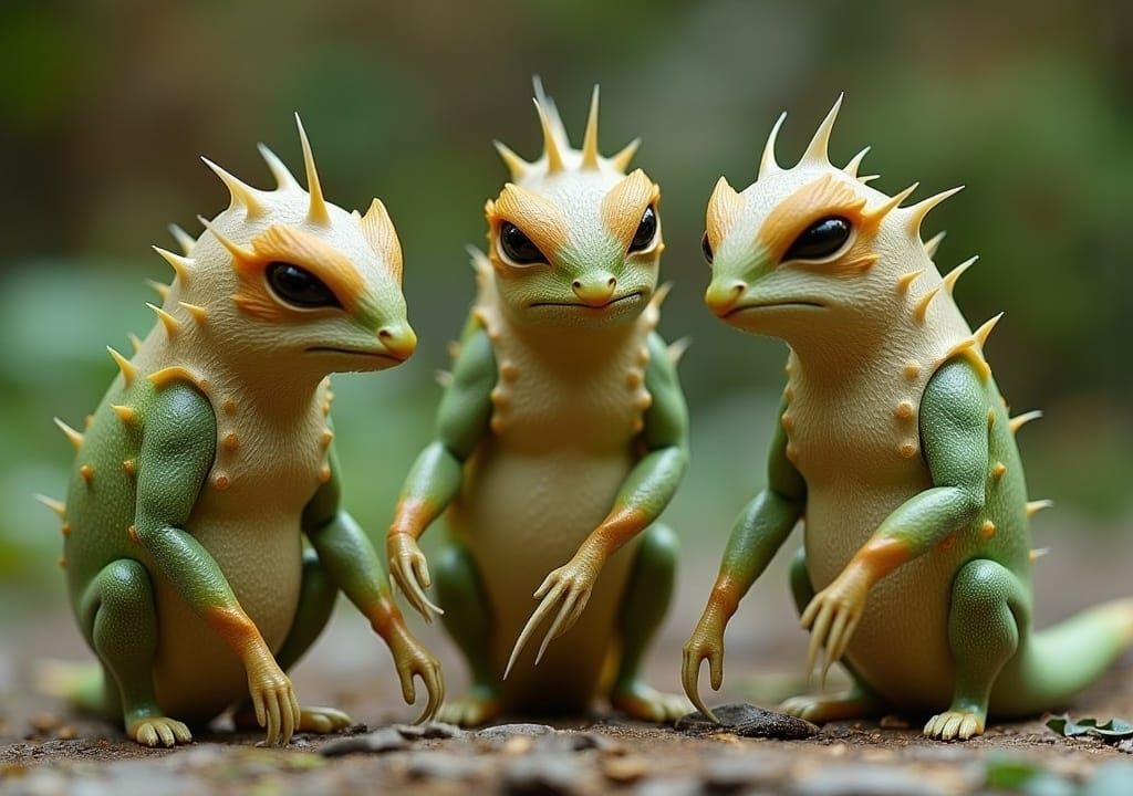 <lora:Asperam Coelo:1.0> miniature cryptid entities made of flower petals and leaves, skin with the texture of craquelur...