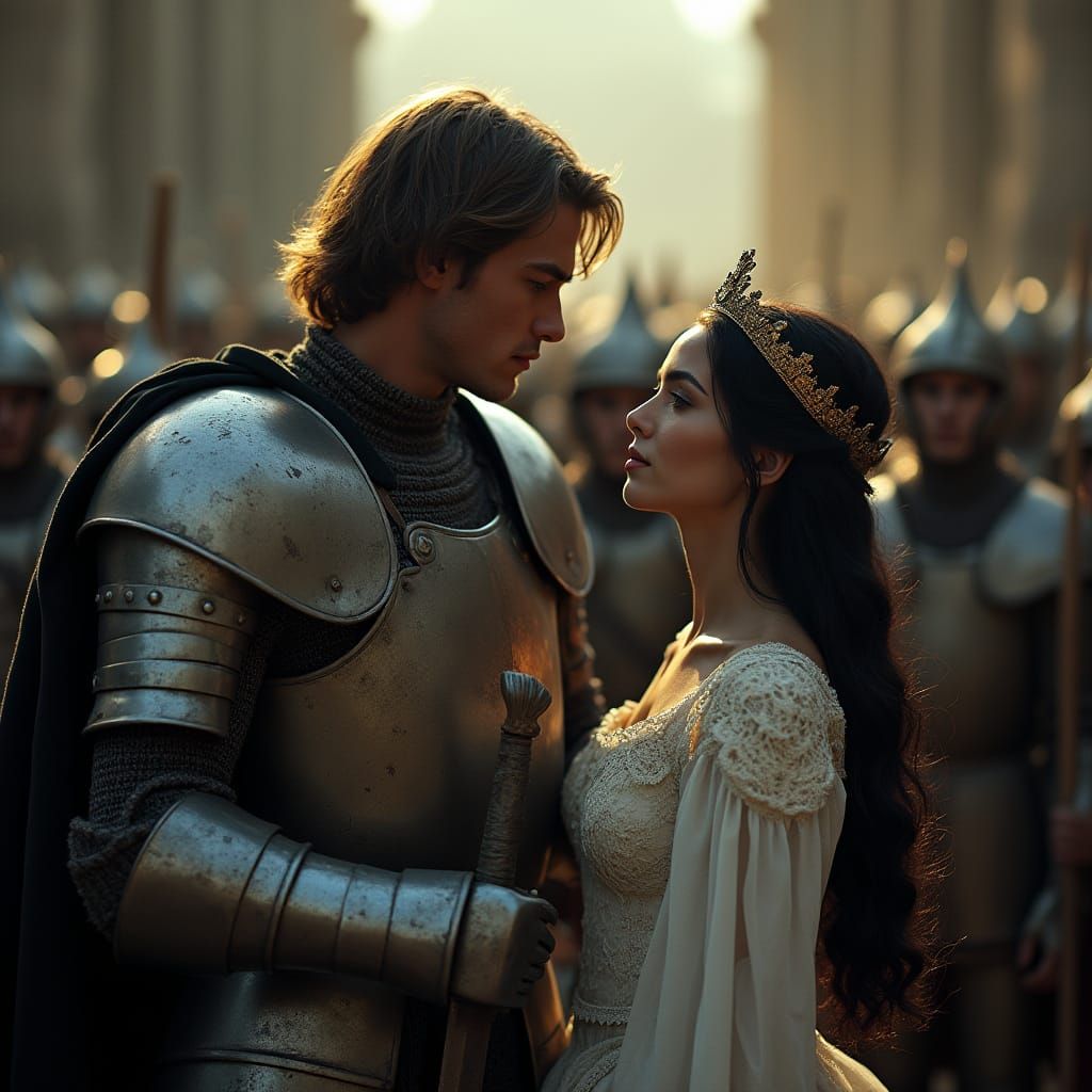 Knight Protects Queen From Threatening Crowd