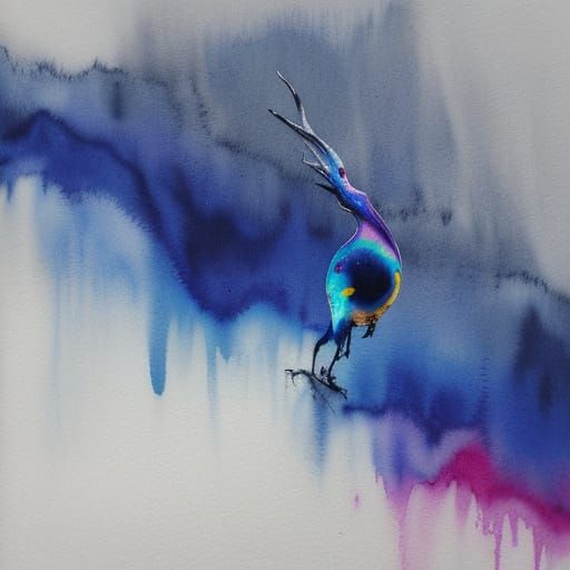 Surreal Close-up of Scribbled Notes in Watercolor