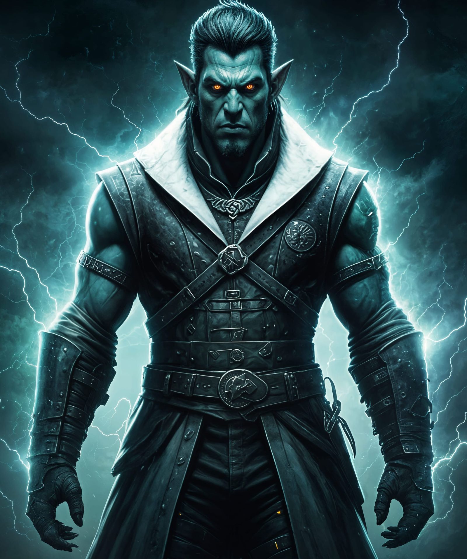 Dark Fantasy Bard Unleashes Thunderstorm Fury in Turquoise T...
