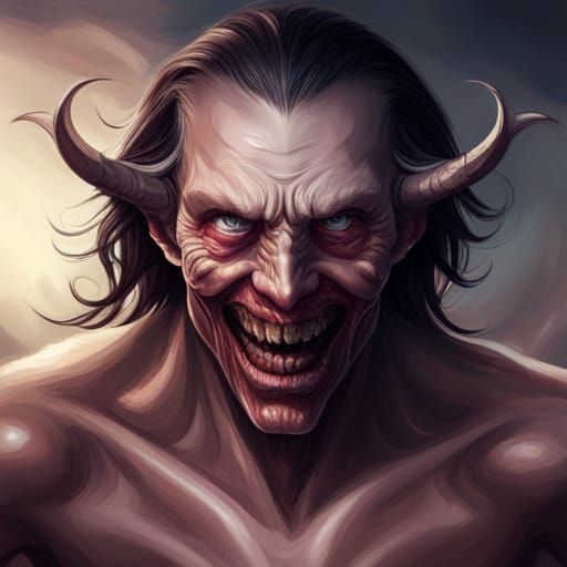 Grotesque Demon Portrait in Hyperdetailed Digital Art