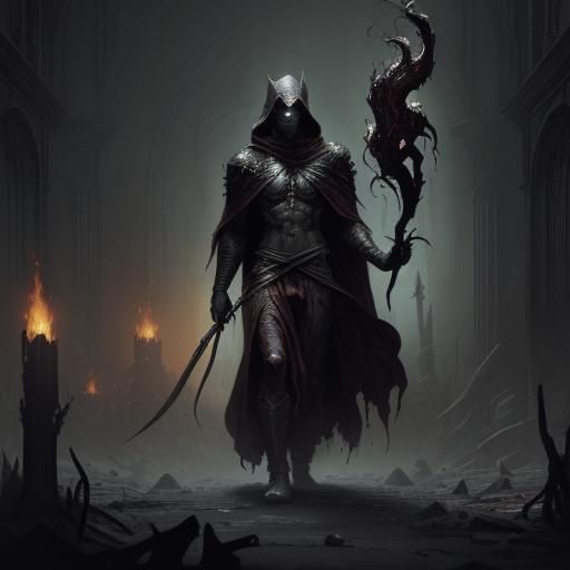 Grim Ifrit Horror in the Style of Engravings