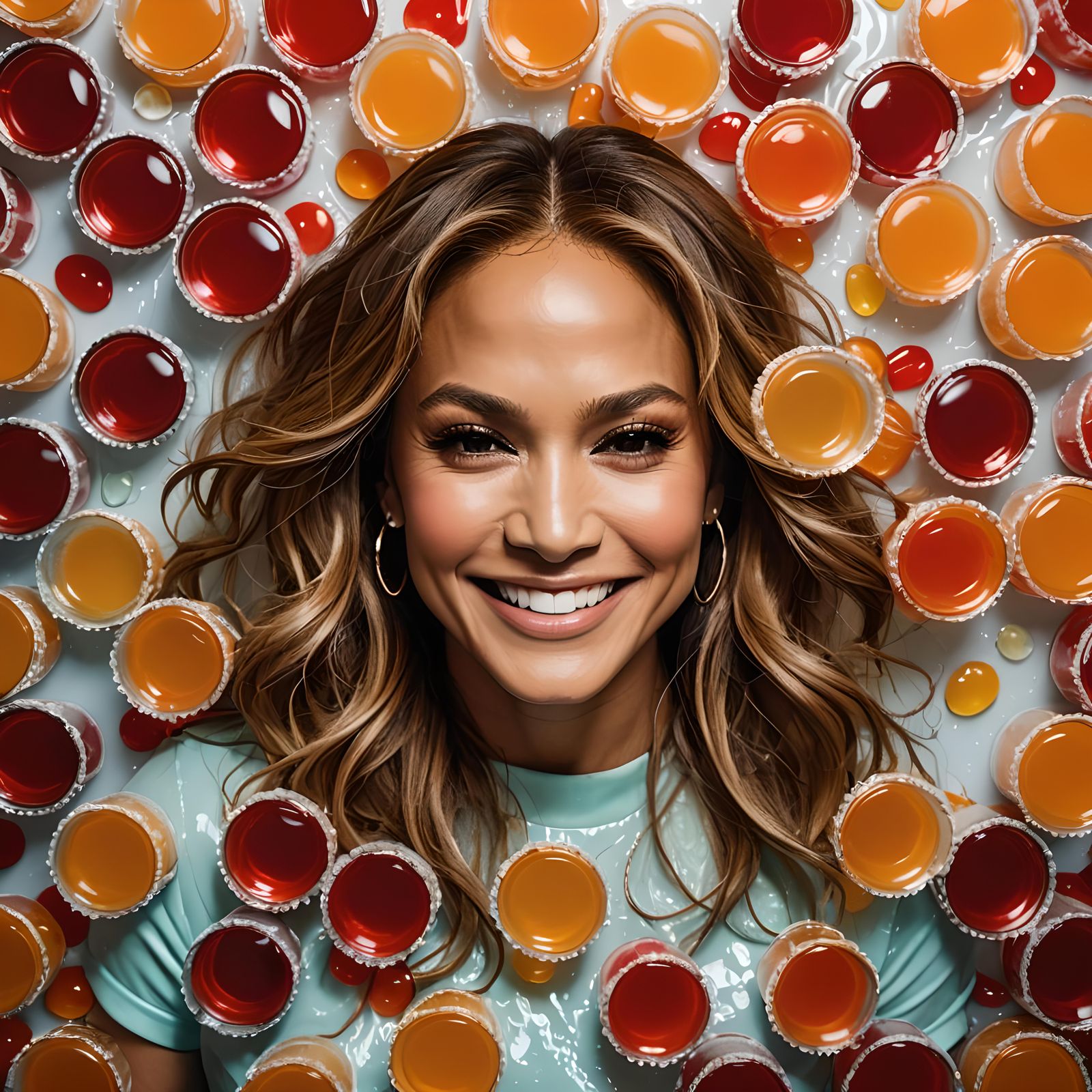 Jennifer Lopez Portrait Surrounded by Jello