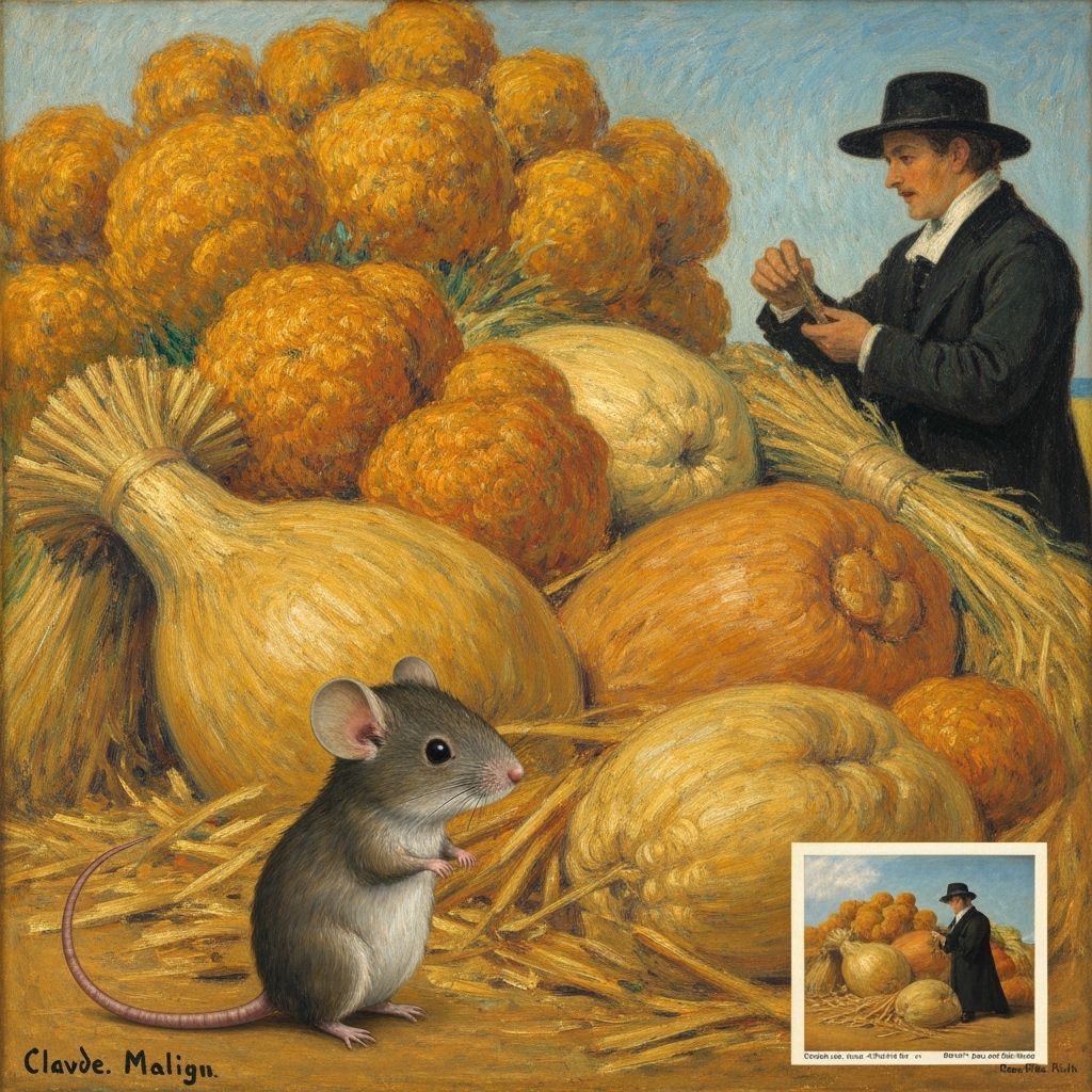 Mouse With Autumn Harvest in Monet and Hals Style
