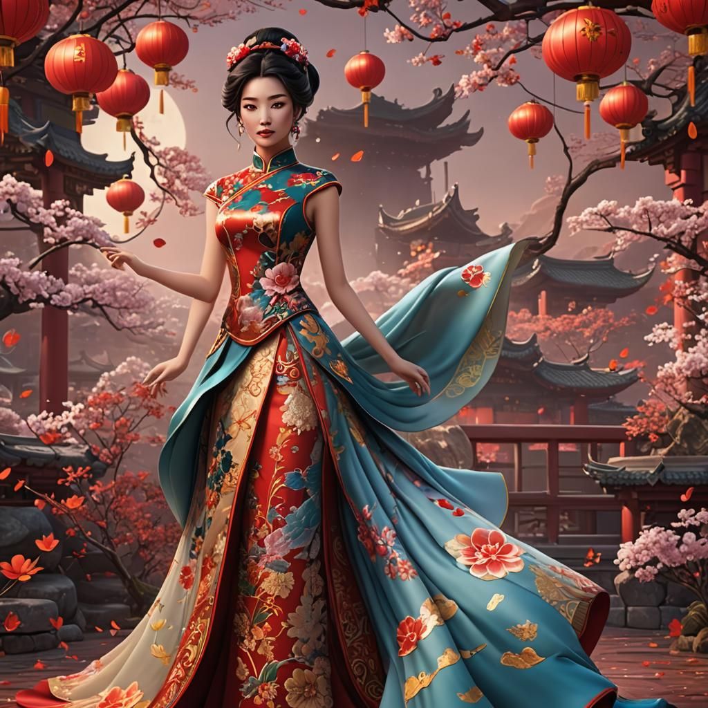 Qipao Ball Gown in a Disney Princess Style