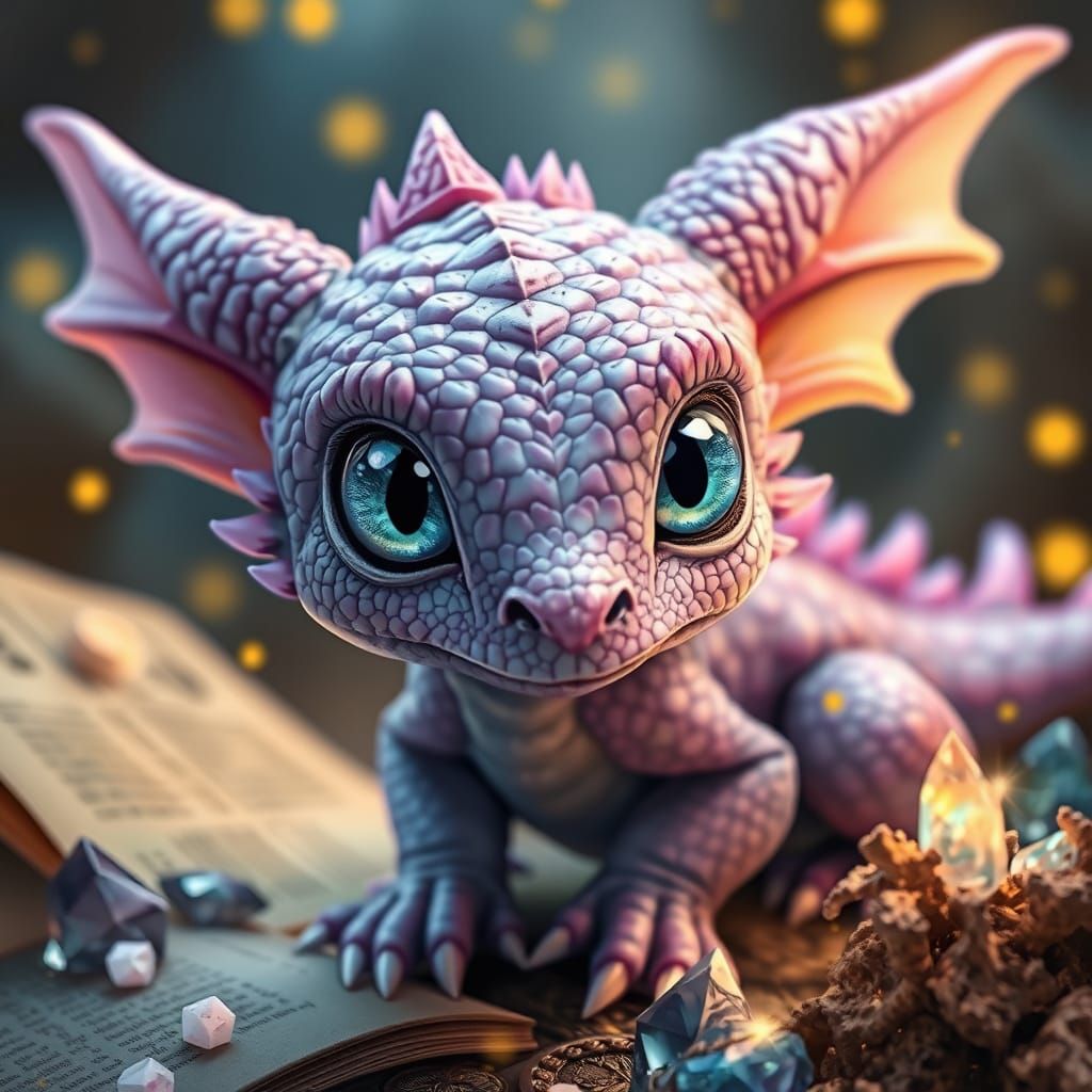 Mystical Lavender Dragon Portrait in Whimsical Style
