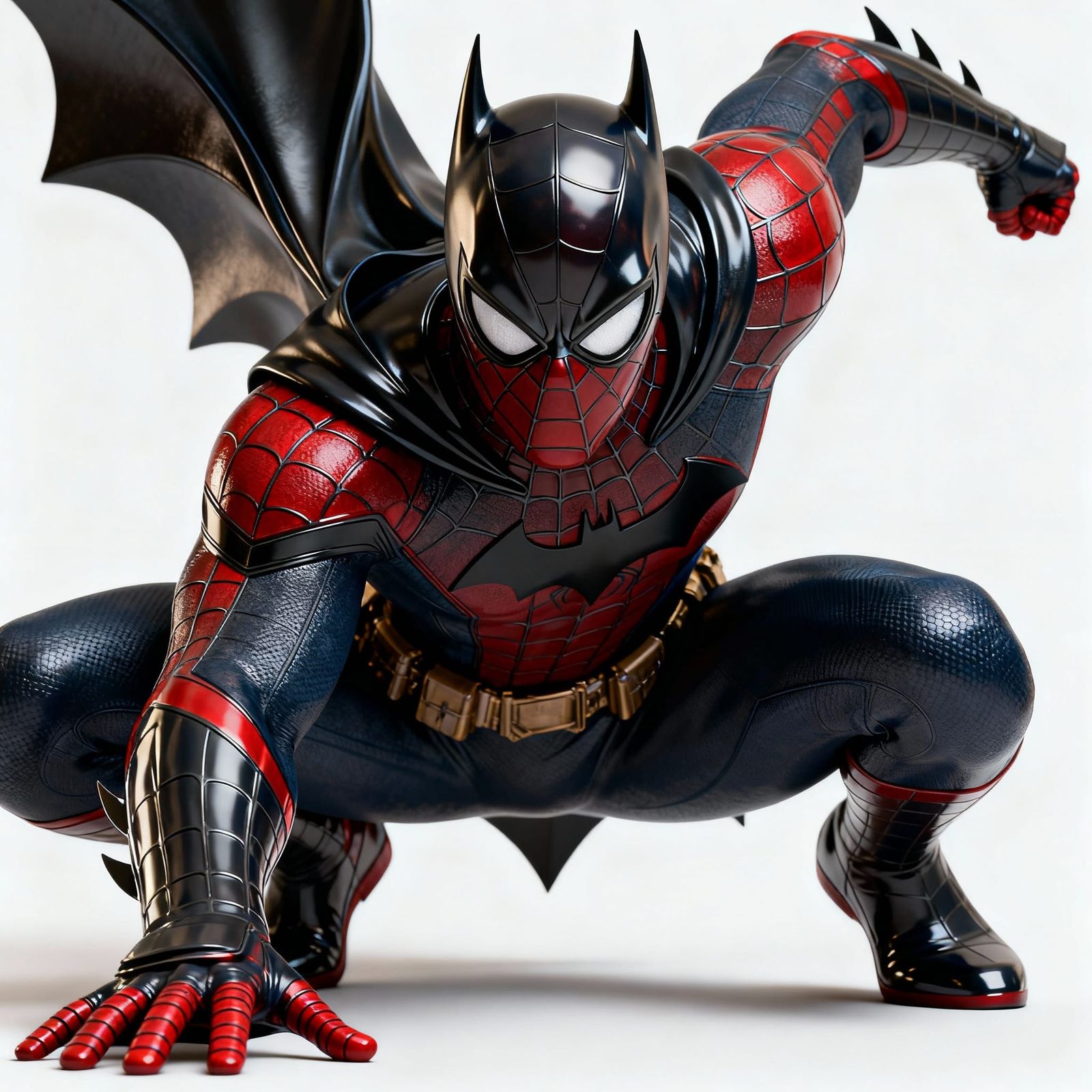 Spider-Man as Batman in Realistic Glazed 4D Render