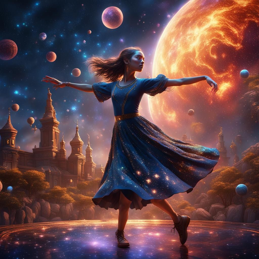 Girl Dancing in the Stars: Fantasy Concept Art