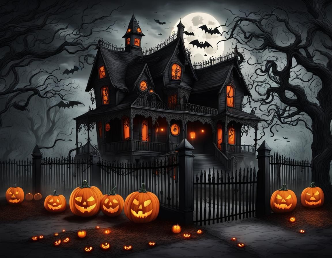 Haunted House Decorated for Halloween Horror