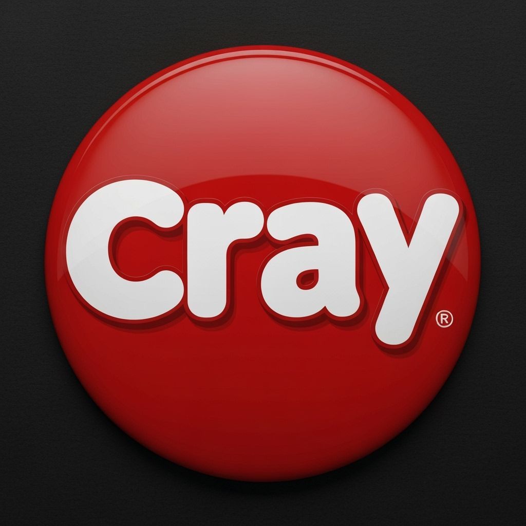 Glossy Red Cray Button in Pop Surrealist Style