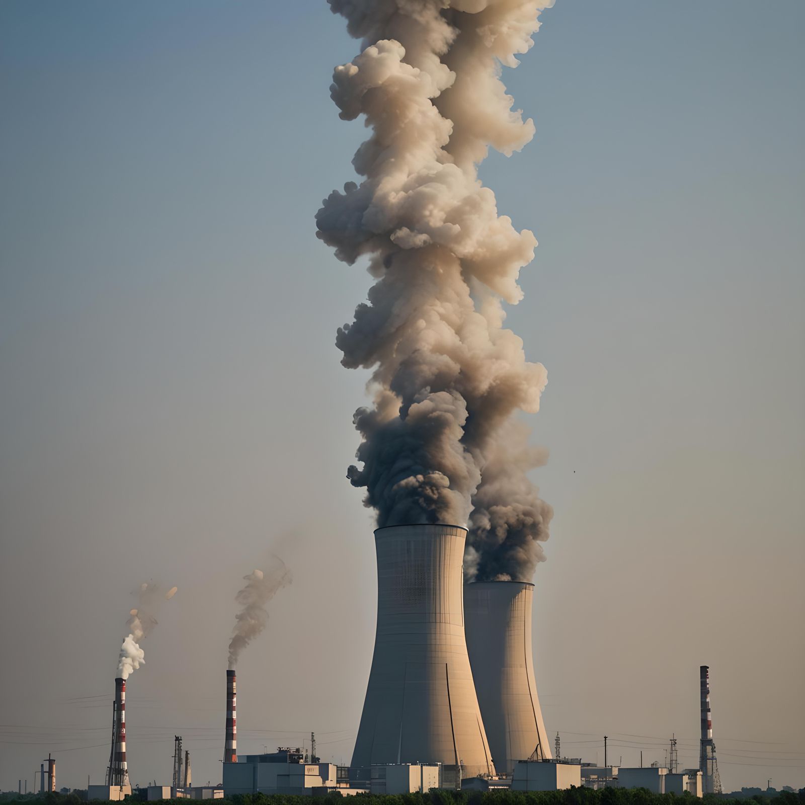 Nuclear Plant Smoke: Professional 64MP Photography