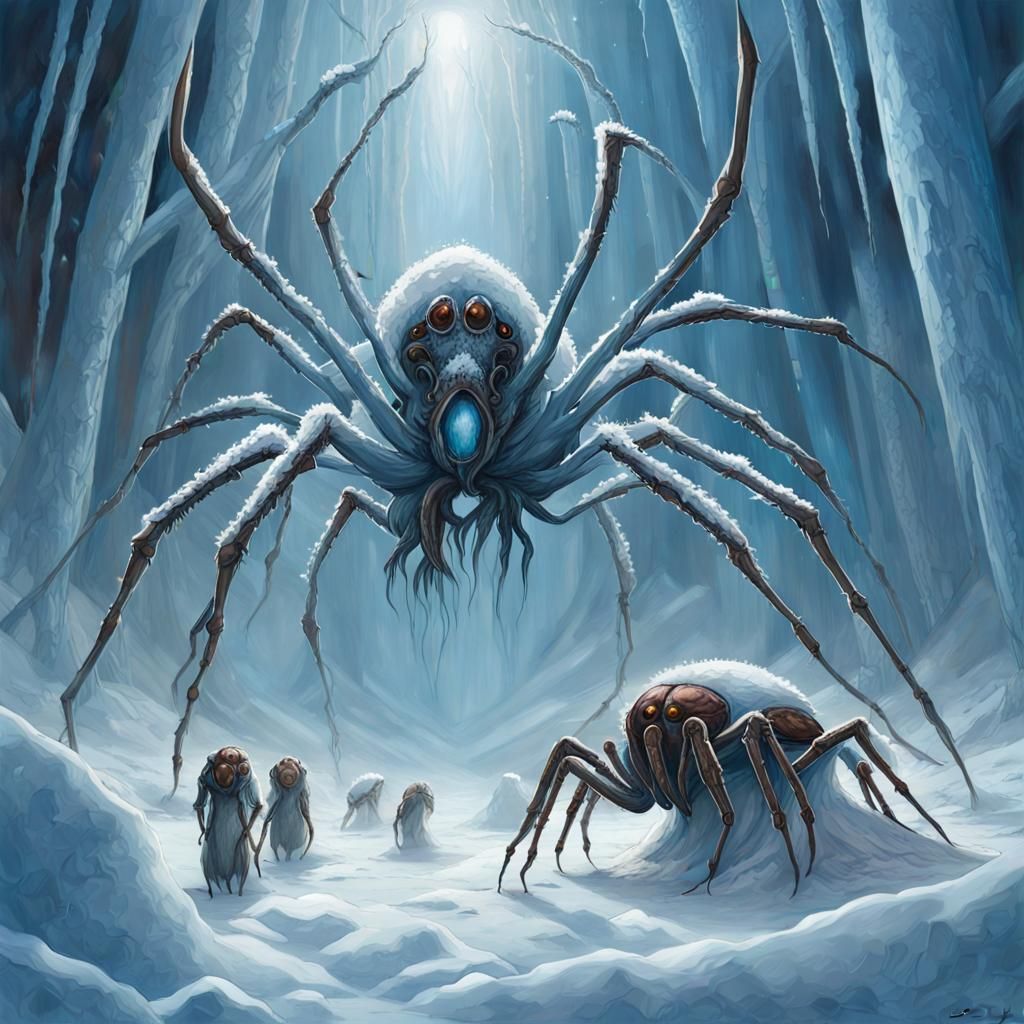 Arachnids of the Frozen Tundra: A Horror Art