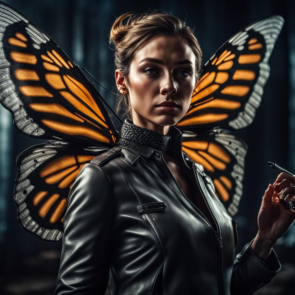 Butterfly-Winged Bullet in Hyperrealistic Flight