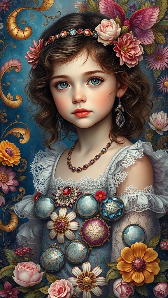 Five year old beautiful gypsy girl captivating piece of artwork.