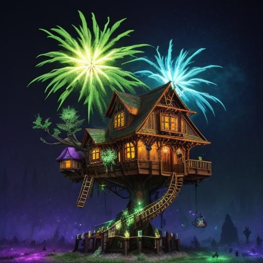 Marijuana Treehouse with DJ System and Fireworks