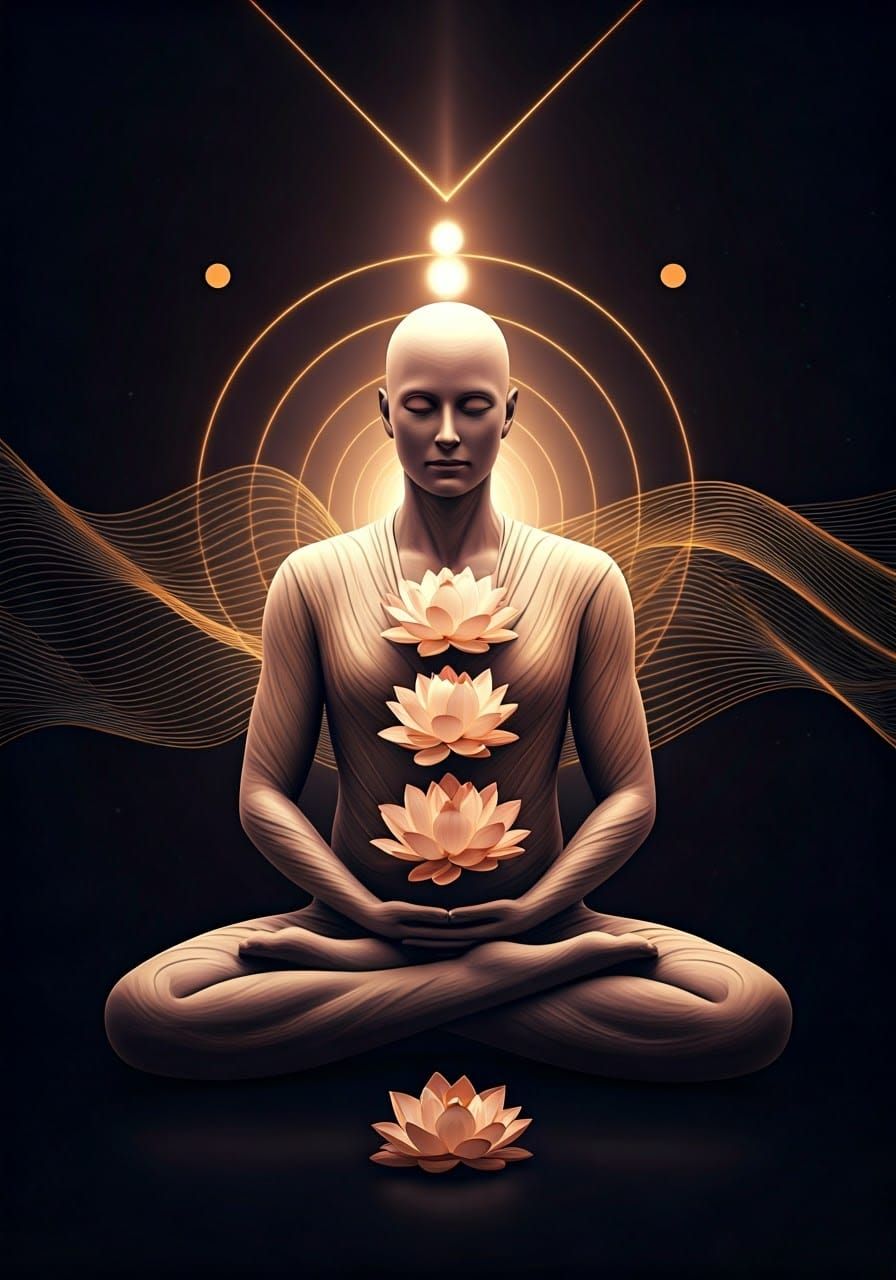 Ethereal Meditative Figure in Lotus Bloom
