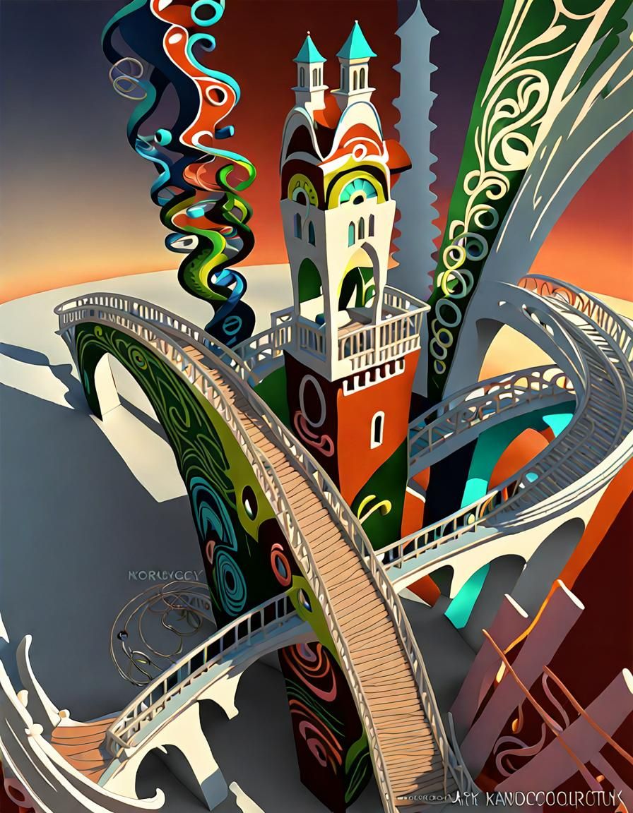 Art Nouveau Architecture in Pop Art Style