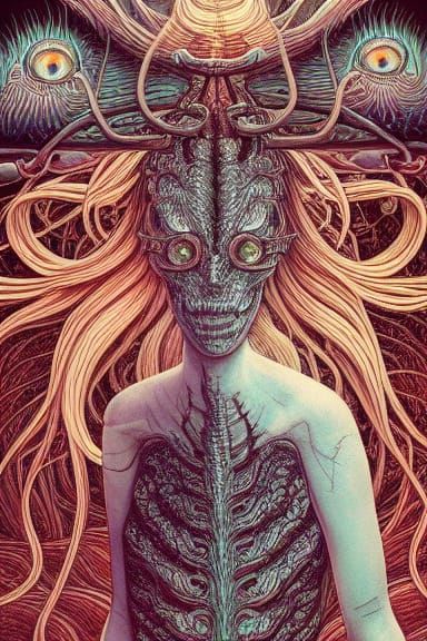 Eldritch Horror Ink Illustration in Album Art Style