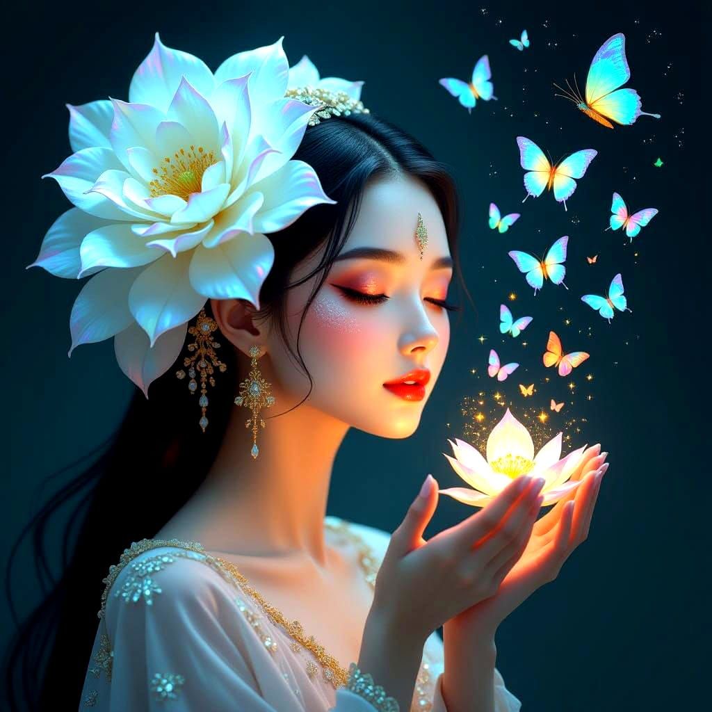 Mysterious Kinnaree Goddess Unveils Vibrant Butterflies in D...