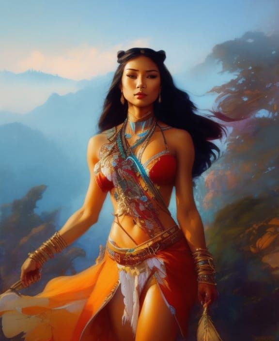 Detailed Pocahontas Illustration in Award Winning Style