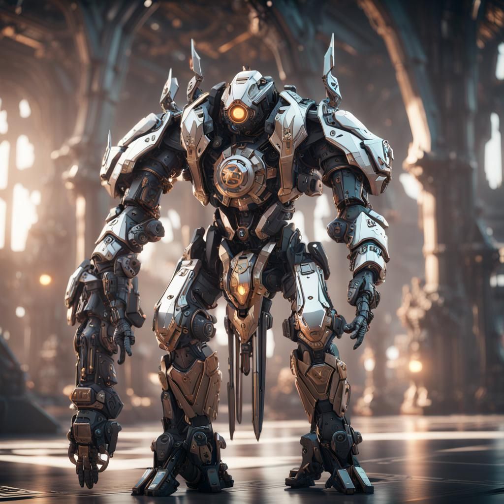 Futuristic Arcana Cleric with Intricate Mech Details