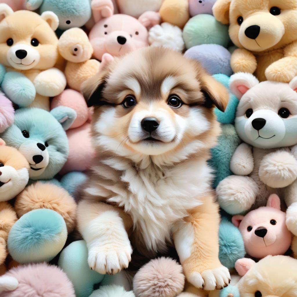 Adorable Wolf Cub Portrait in Pastel Colors