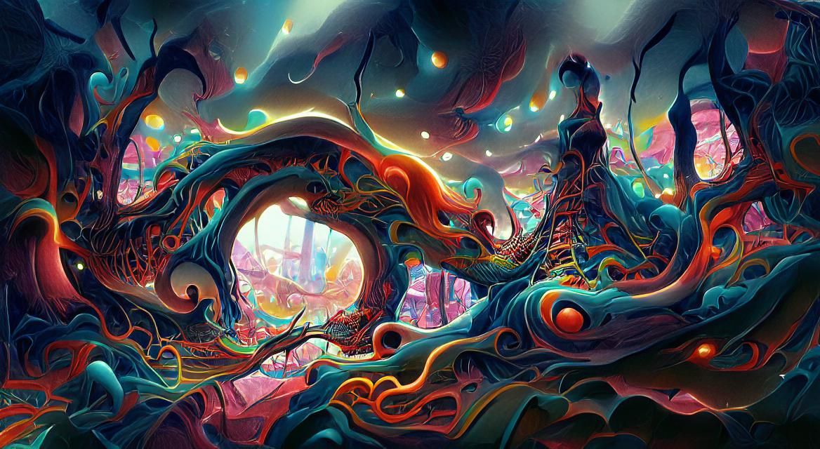 Psychedelic Cosmic Entities in Surrealist Style