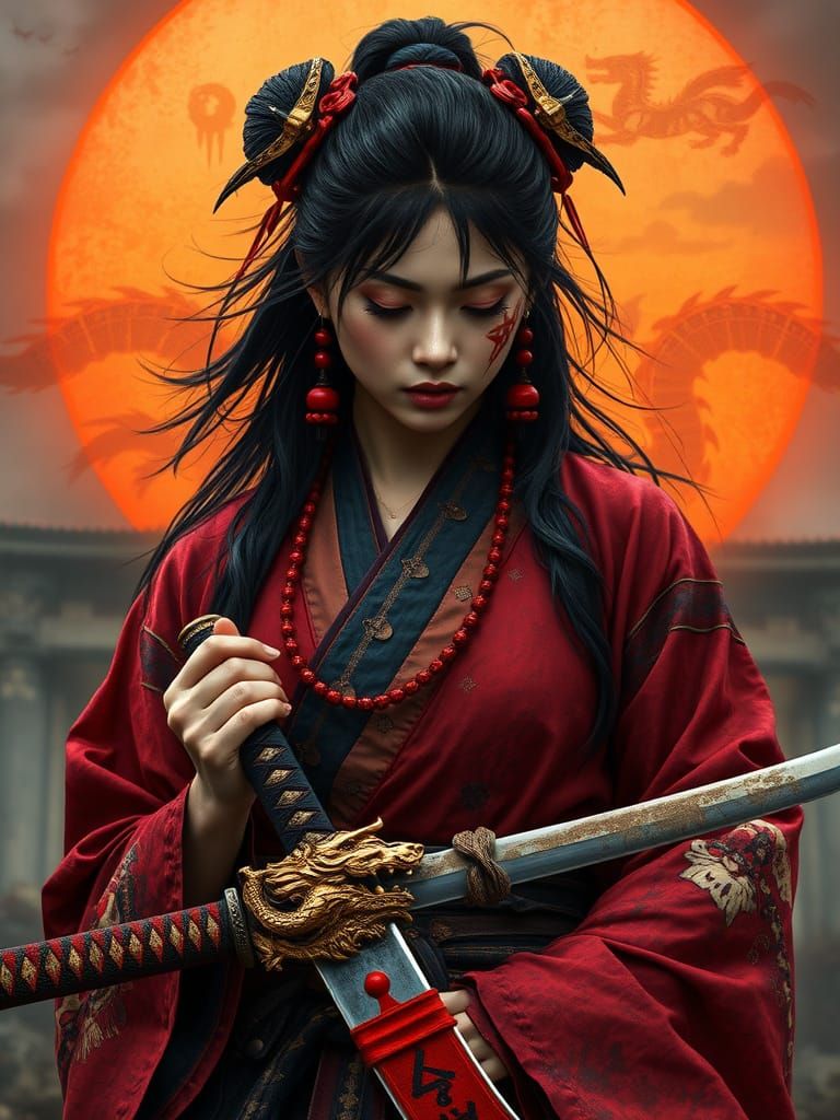 Fierce Samurai in Post-Apocalyptic Japan, Fantasy Realism